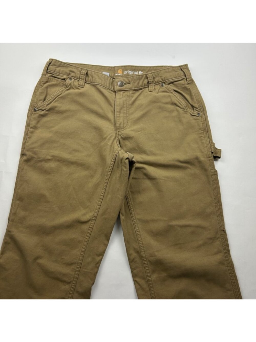 TALL Carhartt Camel Brown Canvas Original Fit Straight Leg Pants 10T - Picture 2 of 7